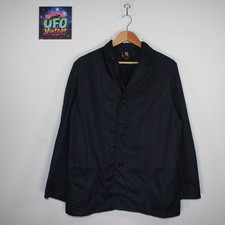 Vintage French Workwear Jacket Mens L Blue Twill Utility Collared Chore Button