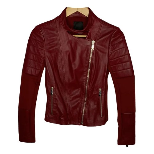 Pinko red lamb leather moto - lamb,