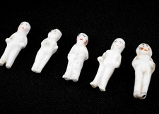 5 Victorian German Porcelain 25 mm's high Frozen Charlotte 'Penny' Dolls set 2