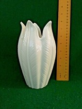 LENOX USA 7½" CREAM EMBOSSED PALM LOTUS LEAF VASE