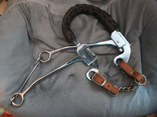 German Long Shank Hackamore with leather nose and curb straps