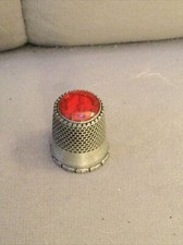 Vtg Walt Disney World Souvenir Pewter Thimble Cinderella Castle in Orange