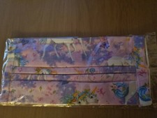 Pink Unicorn themed face mask cotton triple layer handmade washable reusable