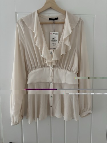 Zara cream ruffle - ruffle, blouse
