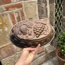 Vintage Copper Baking Jelly Mould/ Hammered / Embossed - Fruit. Grapes See info