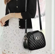 Women Stylish Black Crossbody Bag 3 Compartment Purse