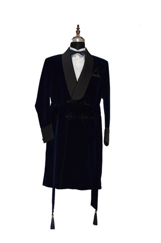 Men navy blue smoking jacket - navy,