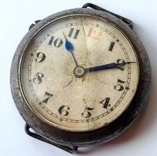 WW1 TRENCH WATCH GUNMETAL RED 12 ANTIQUE MENS VINTAGE WRISTWATCH 