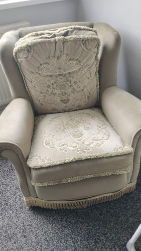 Pair beige fabric wingback - pair,