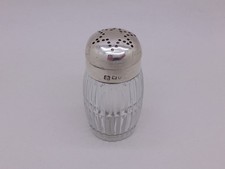Victorian 1899 Sterling Silver Mounted Glass Pepper Pot Hallmarked London