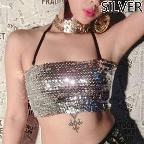 Women sequin boob tube crop - sequin,