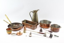 Brass Copper Ware Sauce Frying Pan Candlestick Snuffer Art Nouveau Vintage 3800g