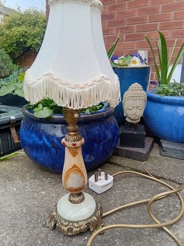Vintage lamp brass onyx - vintage, brass/onyx