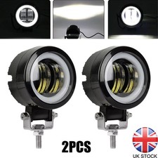 2Pcs Angel Eye LED Spot Light White Round Motorcycle Headlight Driving Fog Lamp