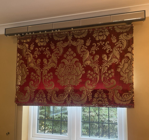 Red gold damask roman blind - gold,