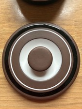 Hornsea 'contrast' round butter dish and black ringed lid, brown&white. 