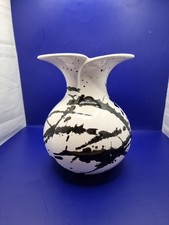 Black & White Glazed Vase 7.5" Tall. Absolutely Beautiful