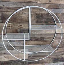 White Round Floating 3 Tier Metal Wall Shelf 55x55cm