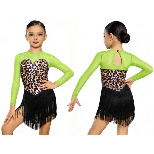 Girls leopard print latin - girls,