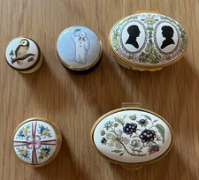 5 Vintage Enamel Trinket Boxes