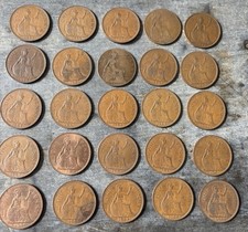 25 Old British Penny Coins -