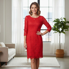 Wallis Womens Red Lace Dress