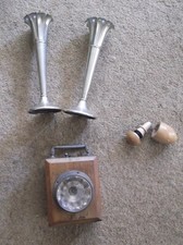 job lot Antique Wooden Box Light Torch - Darning egg - and candlestick holders