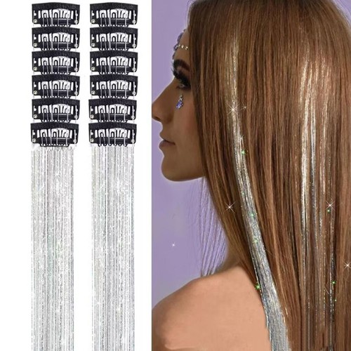 12pcs glitter tinsel hair - 12pcs,