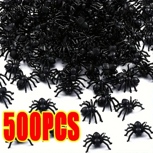Plastic spiders 500 pcs - plastic,