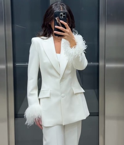 Zara blazer with feather - zara,
