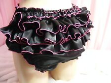 sissy black pink satin ruffle