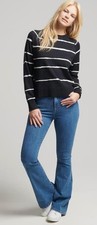 RRP £63 BNWT Superdry Women's Studios High Rise Skinny Flare Navy Jeans 28w 33l