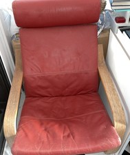 IKEA Poang Red Leather Chair