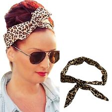 LEOPARD Wire Headband Rockabilly Head Wear Ladies Girls Vintage Hair Band Scarf