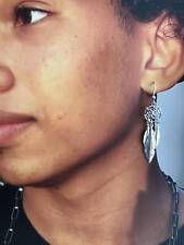 Silver Dream Catcher, Feather Spider Web Drop hook earring for men
