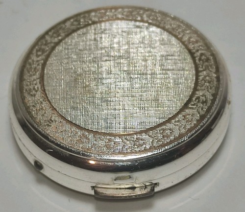 Silver plated tiny pill box - pill,
