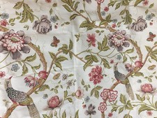 Bennison Chinese Pheasant Vintage Printed Linen Fabric 3.8 x 1.56m 1997 Unused