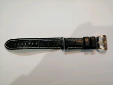 Panerai Style 24mm Black Leather Watch Strap with Buckle