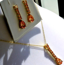✨SPARKLING PEACH SCHNAPPS✨ 925 sterling silver gold wash necklace & earrings set