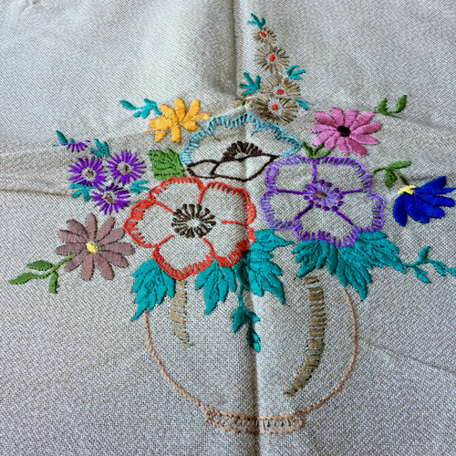 Hand made crewel floral - hand,