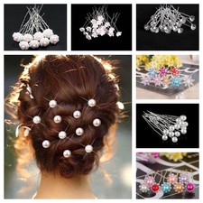 20pcs Wedding Party Hair Pins Bridesmaid Diamante Pearl Bridal Clips Grip New 