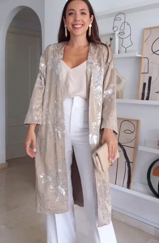 Zara sequin kimono coat beige - sequin,