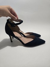 JASPER CONRAN Navy Blue Suede Strappy Court Shoes Stiletto Heel UK Size 5