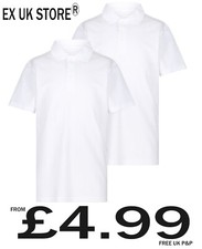 Boys 2 Pack White Polo School T Shirts 3 4 5 6 7 8 9 10 11 12 13 14 15 16 Years