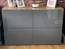 ✨ IKEA BESTÅ Storage Unit – High Gloss Grey with Oak Top ✨  Stylish IKEA BESTÅ