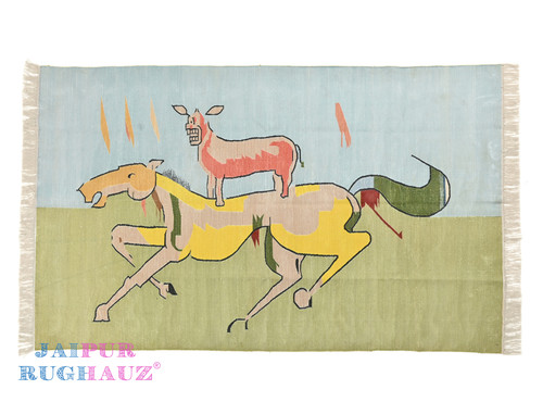 4x6 blue green donkey - blue, on