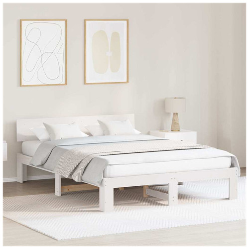 Bed frame white - bed, pine