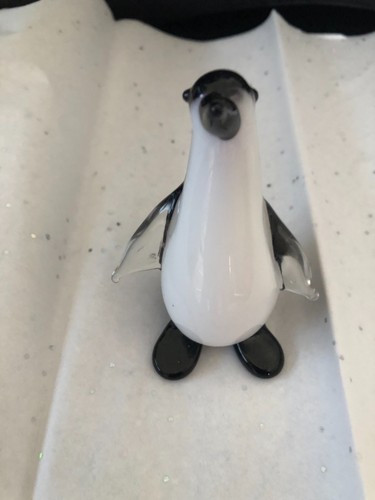 Glass black white penguin