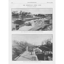 SWEDEN Gates for the Sodertalje Canal Lock 3x Antique Engineering Prints 1923