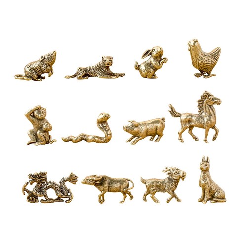 12x chinese zodiac set brass - zodiac,